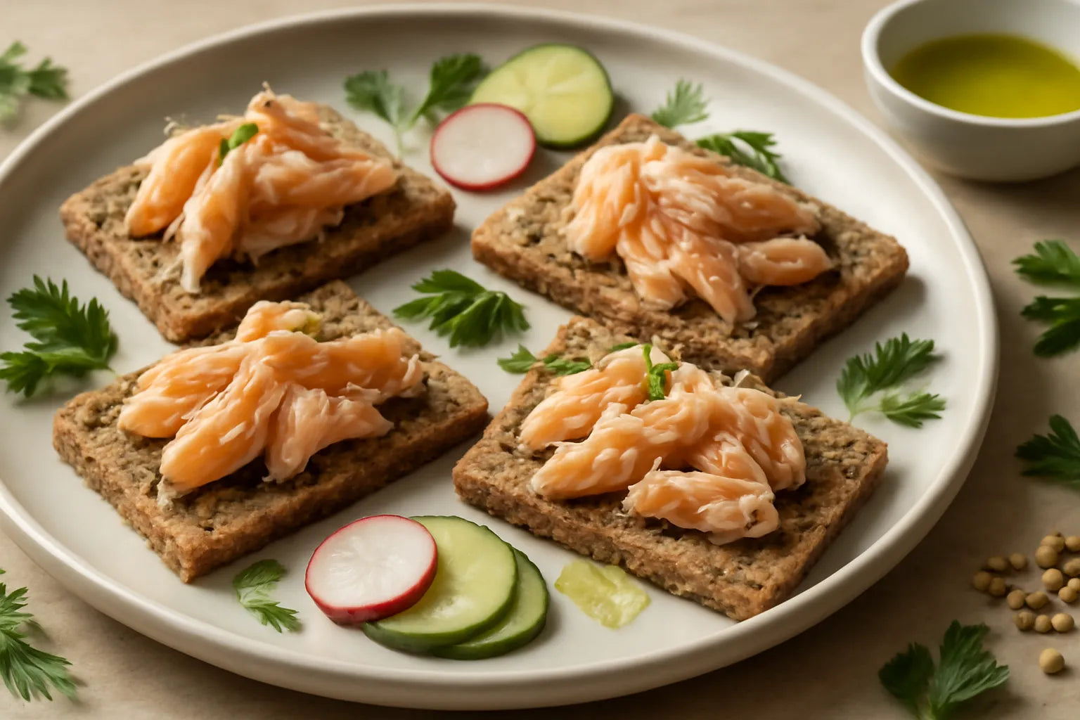 Roggecrackers met gerookte forel
