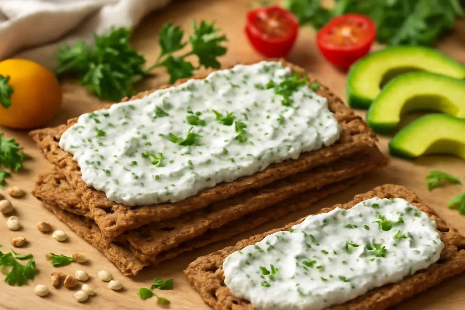 Rye crispbread with herb quark