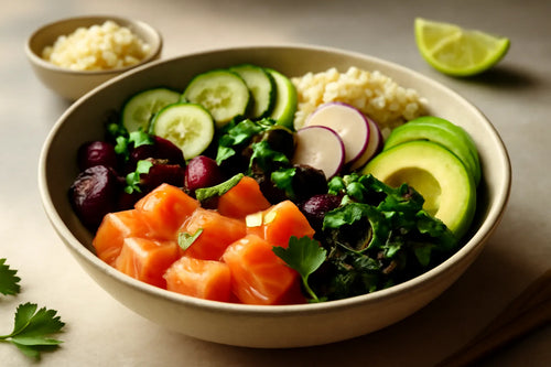 Salmon Beetroot Ponzu Lime Pokebowl