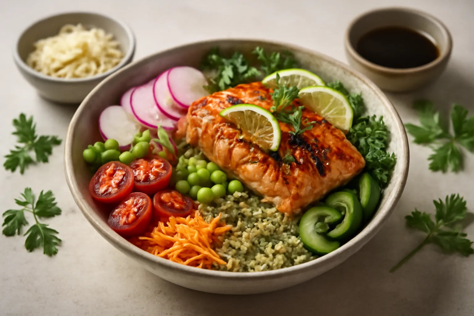 Salmon Dill Lemon Soy Pokebowl