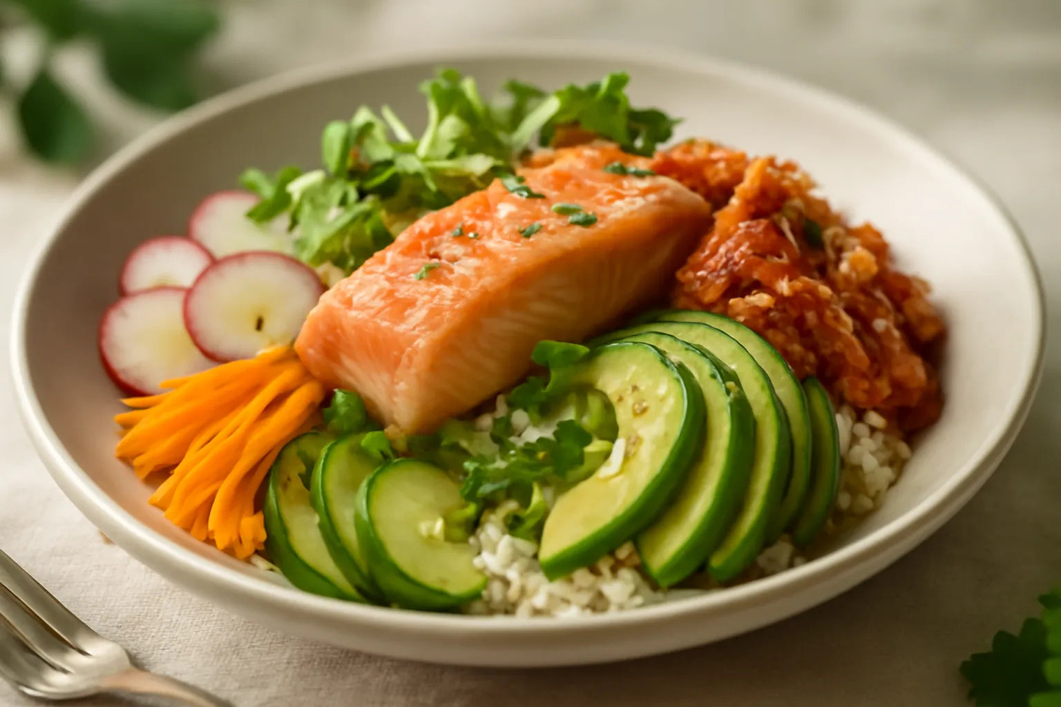 Salmon Kimchi Gochujang Pokebowl