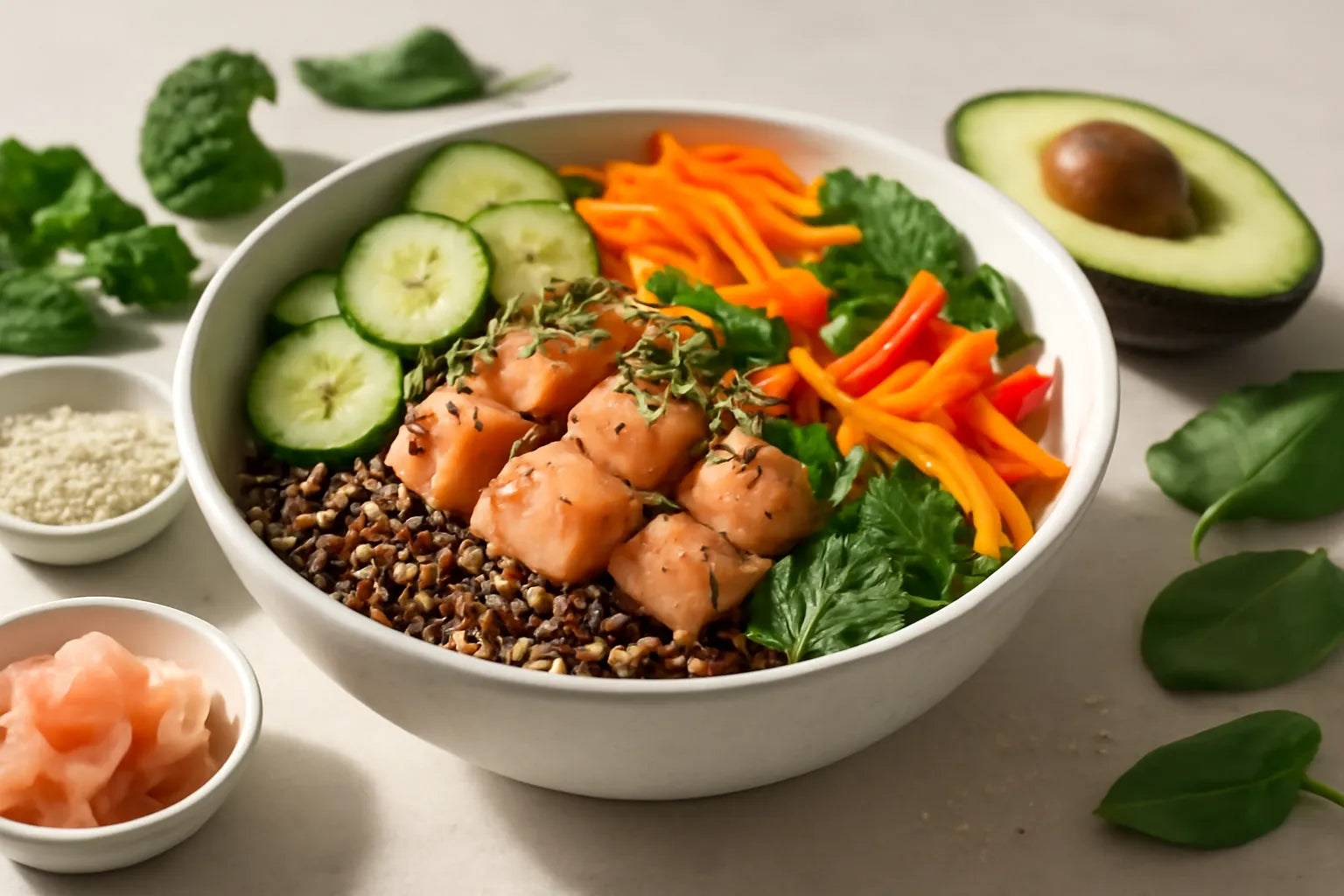 Salmon Wild Rice Sesame Ginger Pokebowl
