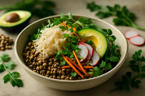 Sauerkraut and lentil bowl