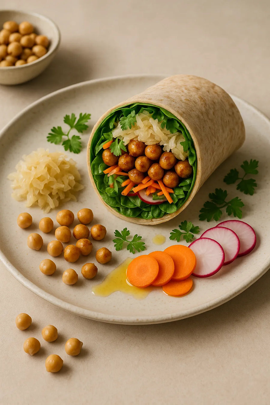 Wrap de garbanzo y chucrut