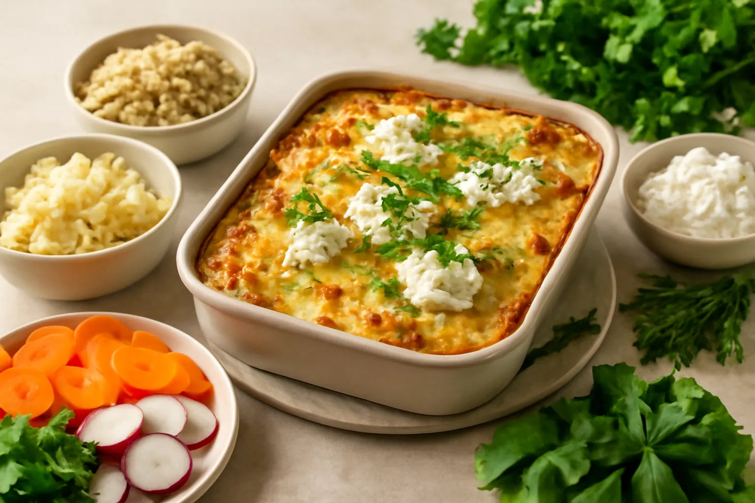 Sauerkraut potato bake with cottage cheese