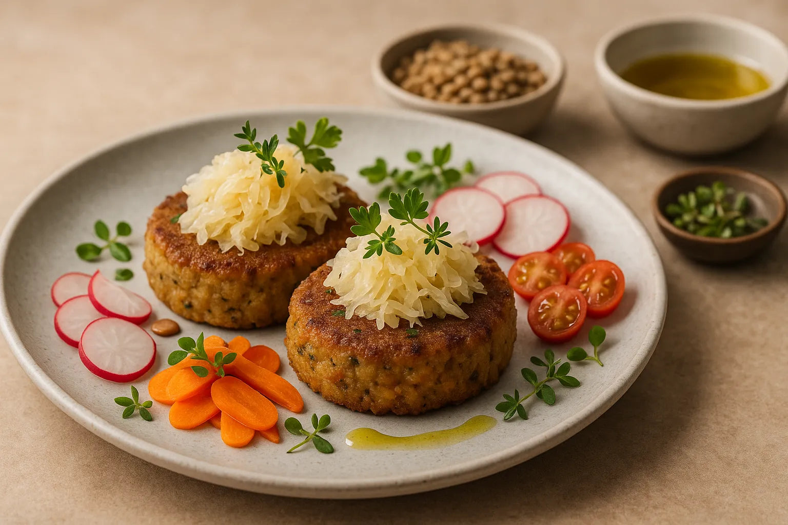 Sauerkraut Potato Lentil Cakes