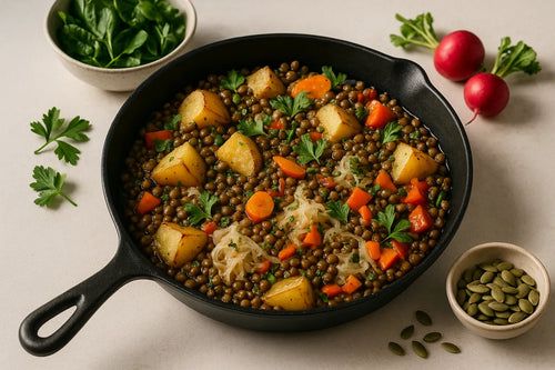 Sauerkraut Potato Lentil Skillet