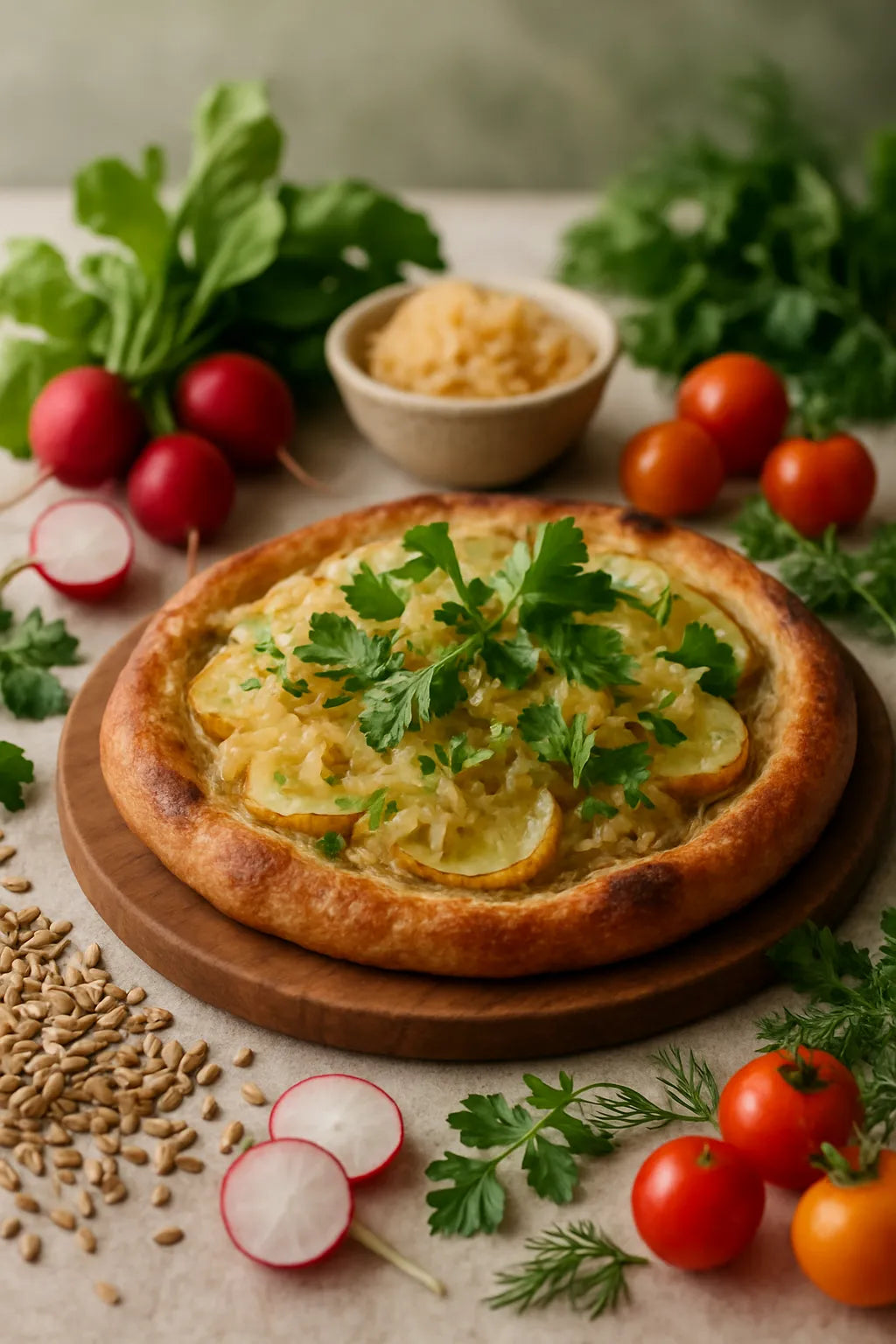 Sauerkraut Potato Sourdough Flatbread
