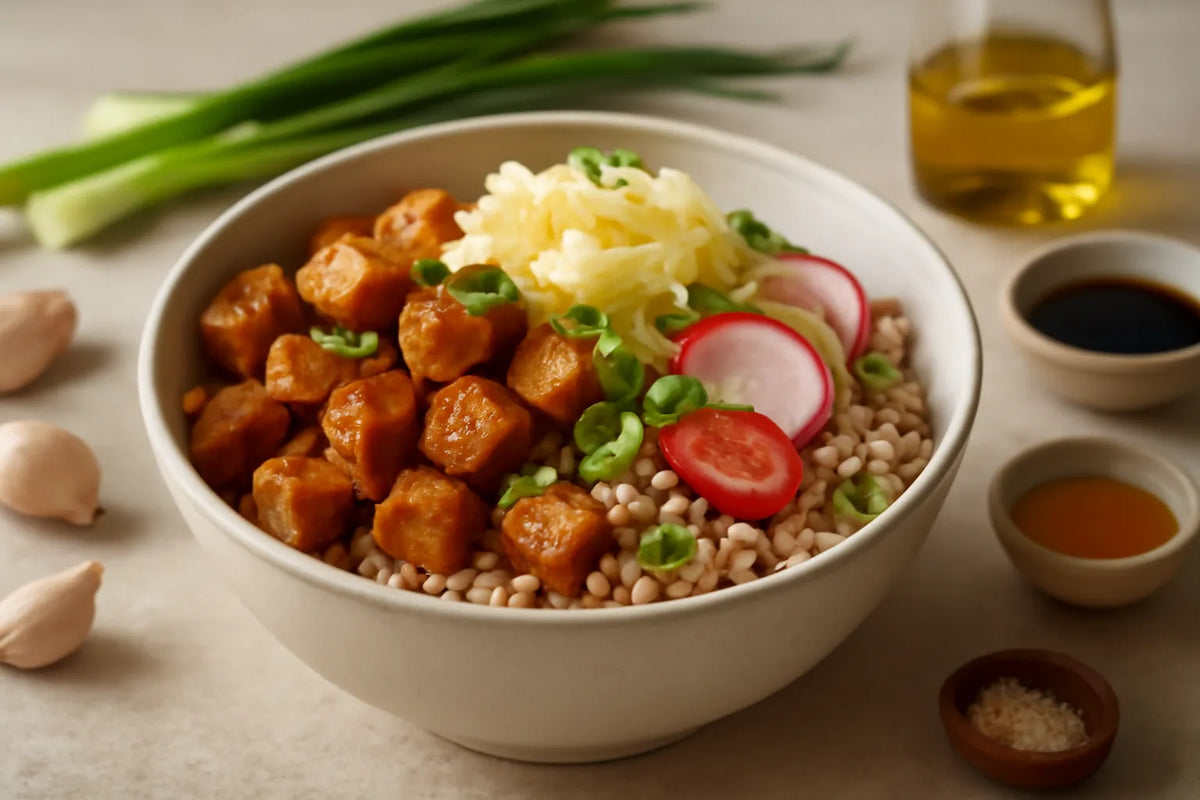 Sauerkraut Tofu Barley Bowl