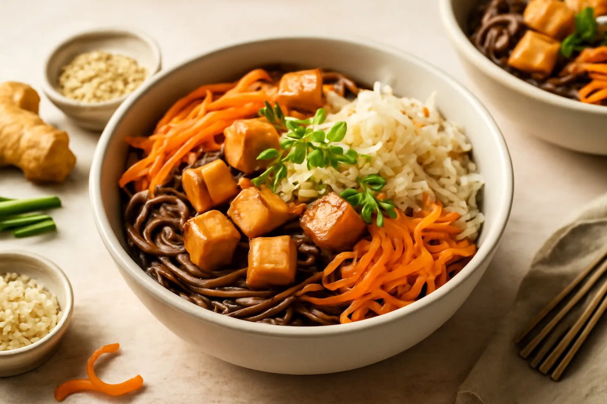 Bol de soba au tofu, à la choucroute et au sarrasin