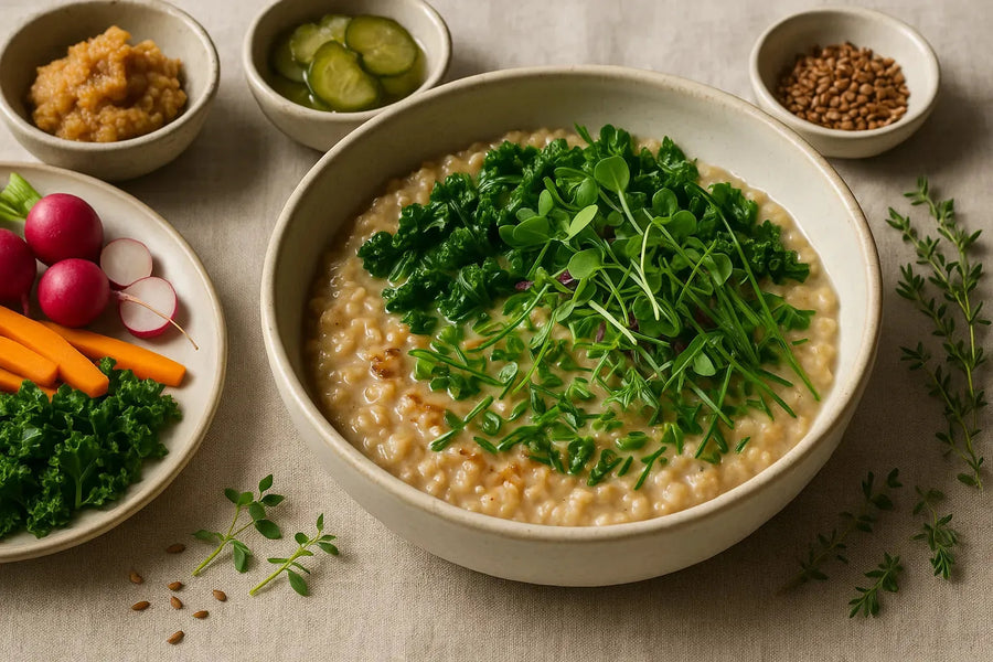 Avena salada con miso y verduras