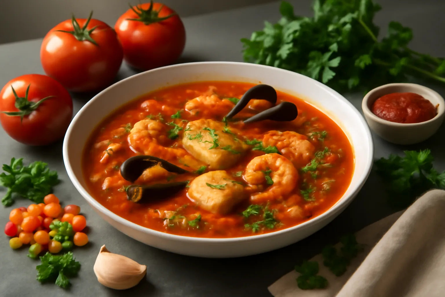 Seafood stew with tomato