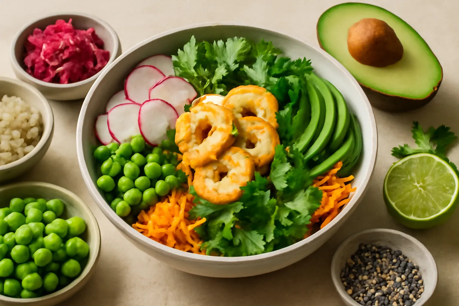 Shrimp Edamame Sesame Lime Pokebowl
