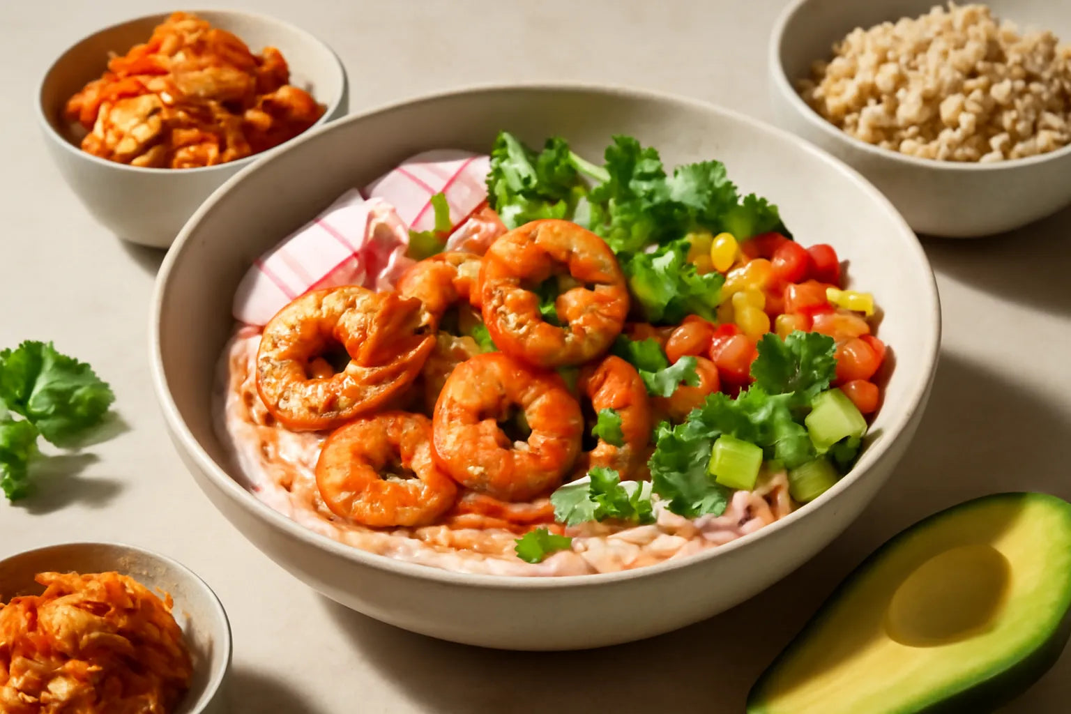 Shrimp Kimchi Gochujang Yogurt Pokebowl