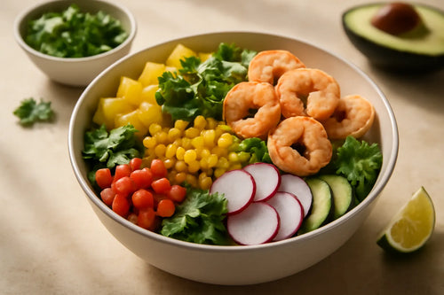Shrimp Mango Corn Coriander Pokebowl