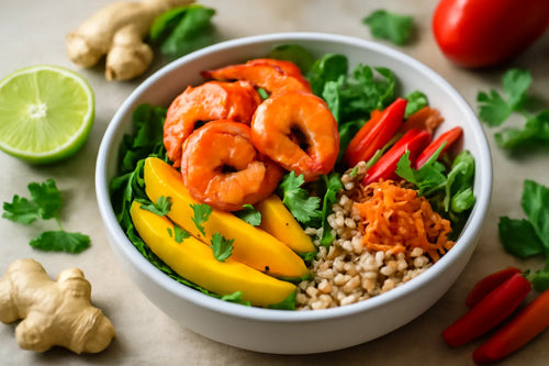 Shrimp Mango Lime Ginger Pokebowl