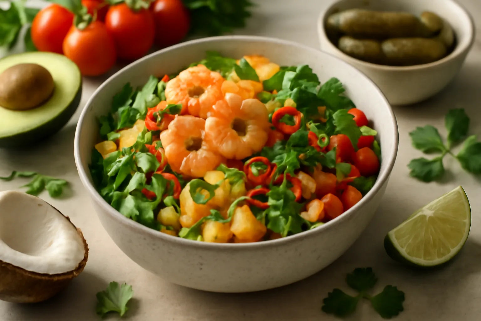 Shrimp Pineapple Chili Coconut Pokebowl