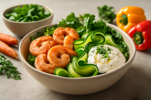 Shrimp Zucchini Spicy Yogurt Pokebowl
