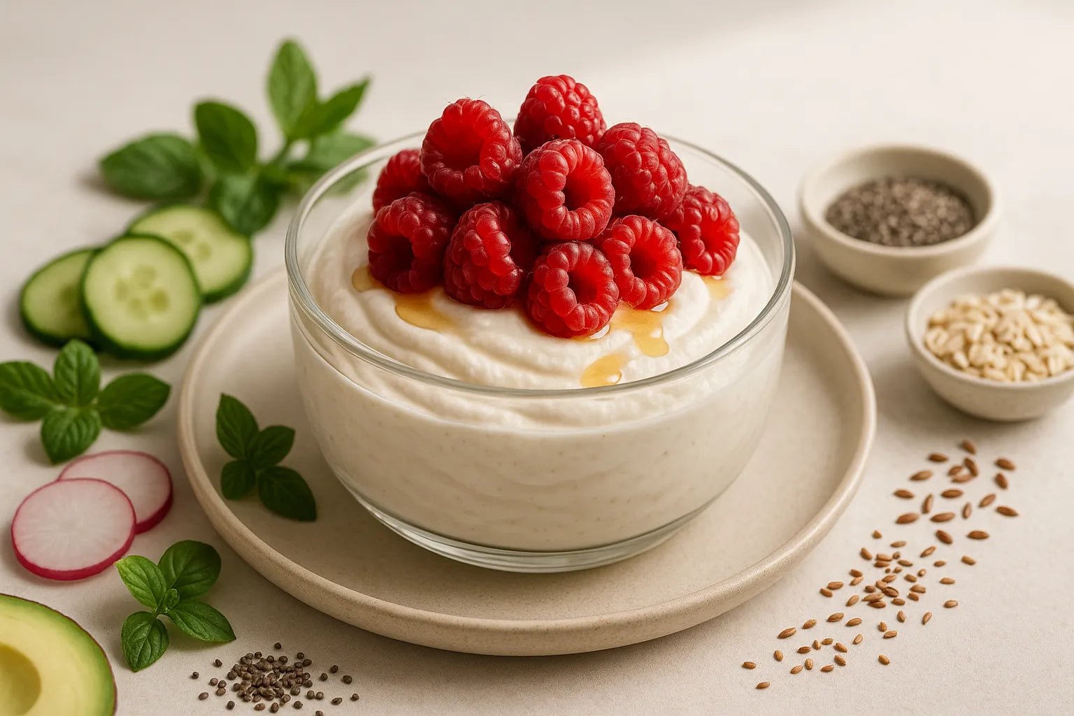 Skyr mousse with raspberry