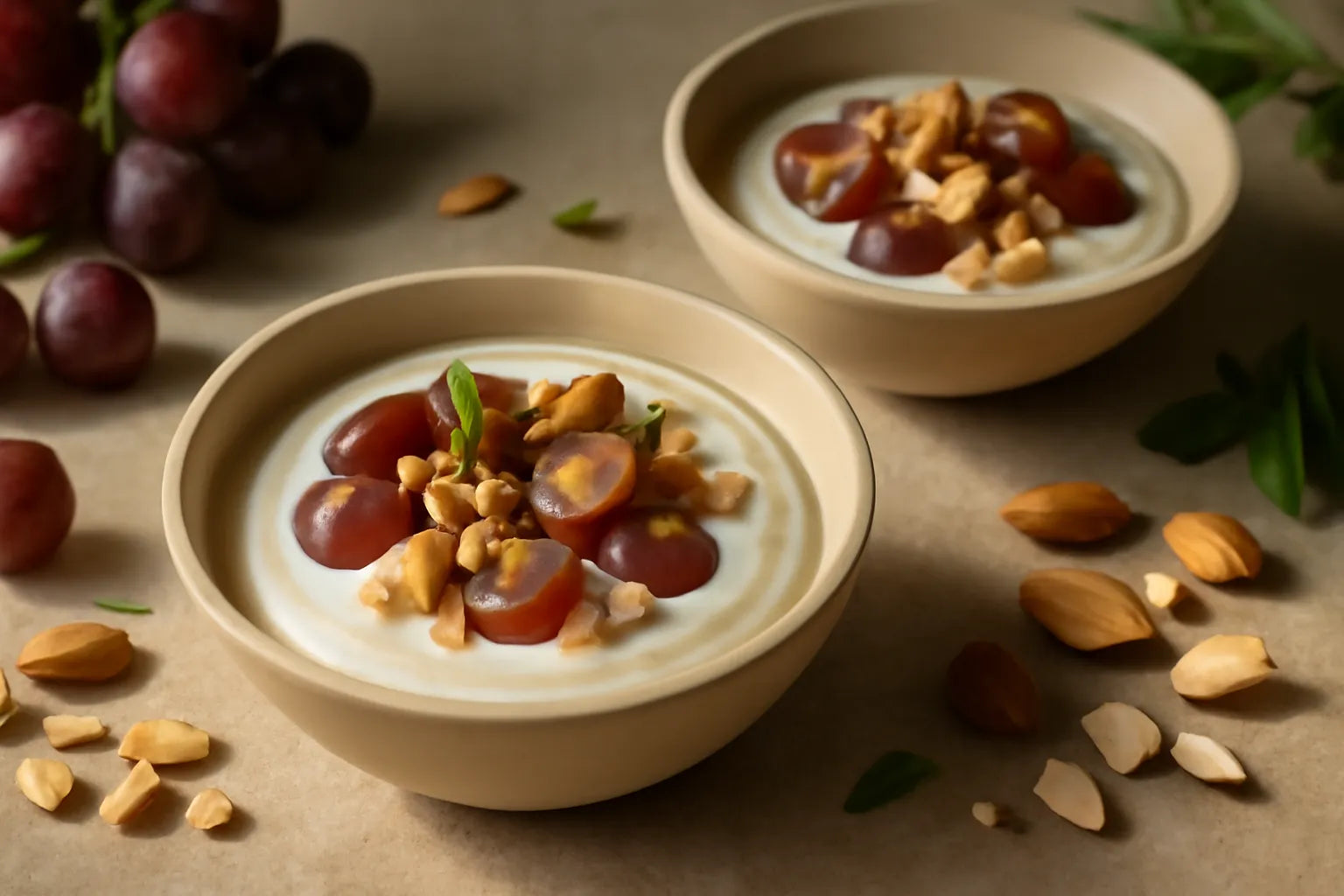 Skyr met druiven en amandelen