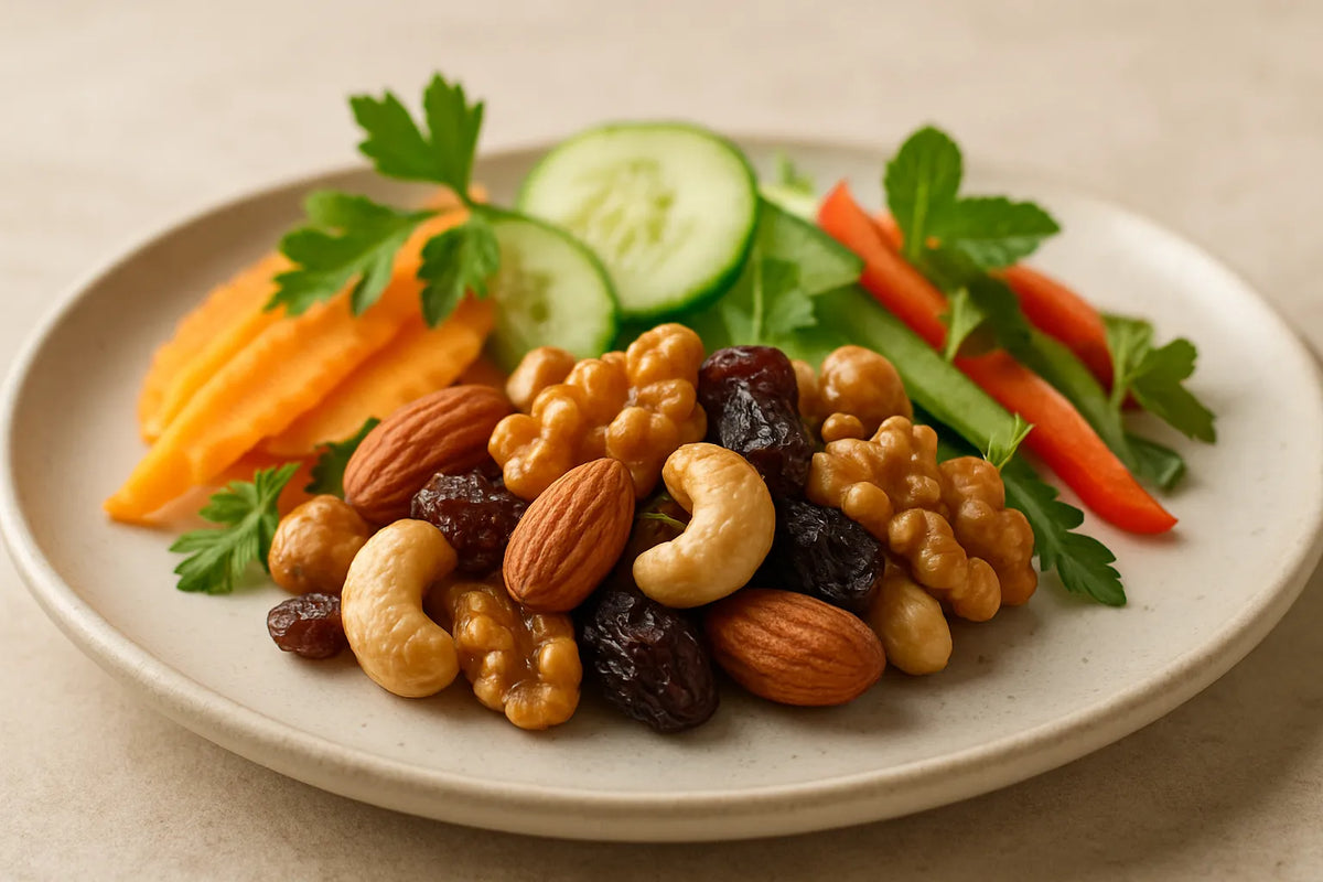 Small portion of nut and raisin mix