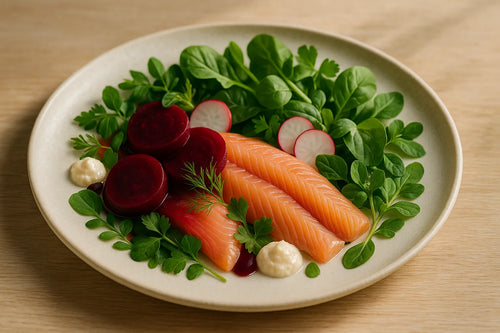 Smoked trout with beetroot and horseradish
