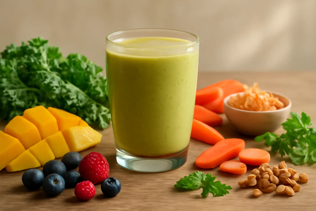 Smoothie with kale and mango