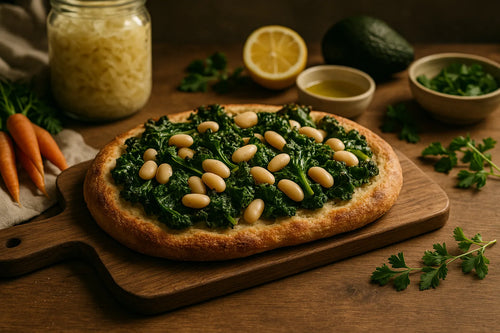 Sourdough Flatbread with White Beans and Kale
