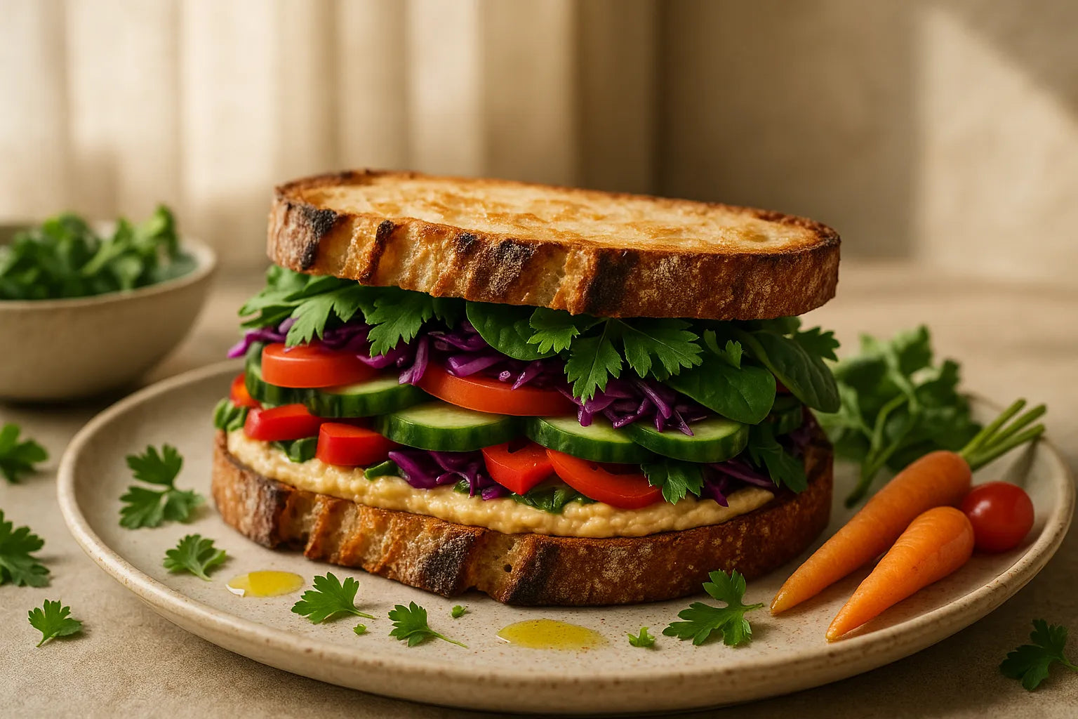 Sourdough Hummus Veggie Sandwich