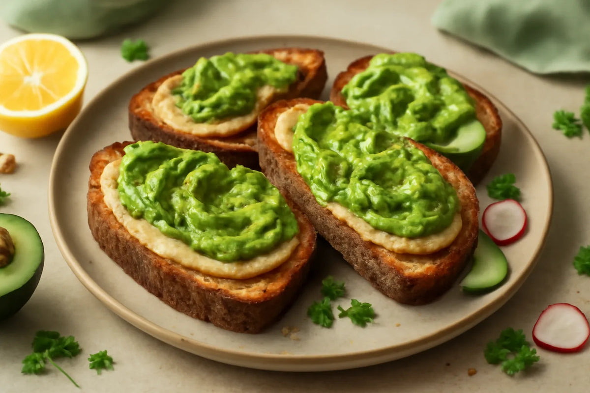 Toast di segale a lievitazione naturale con hummus e avocado
