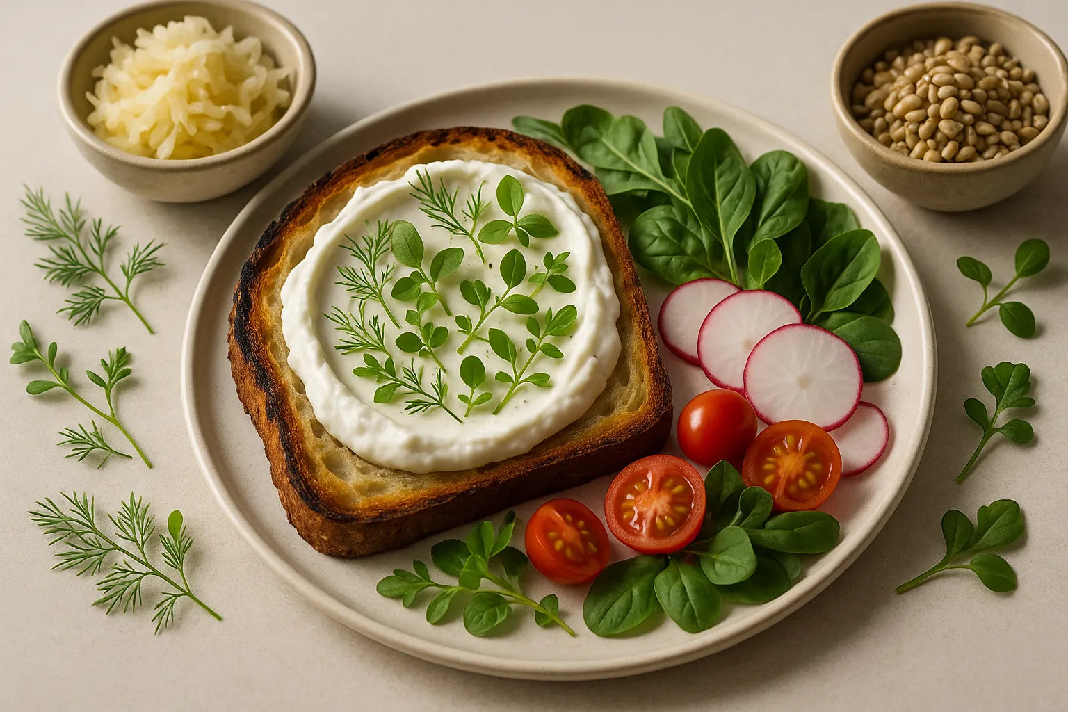 Tostada de masa madre con labneh de kéfir