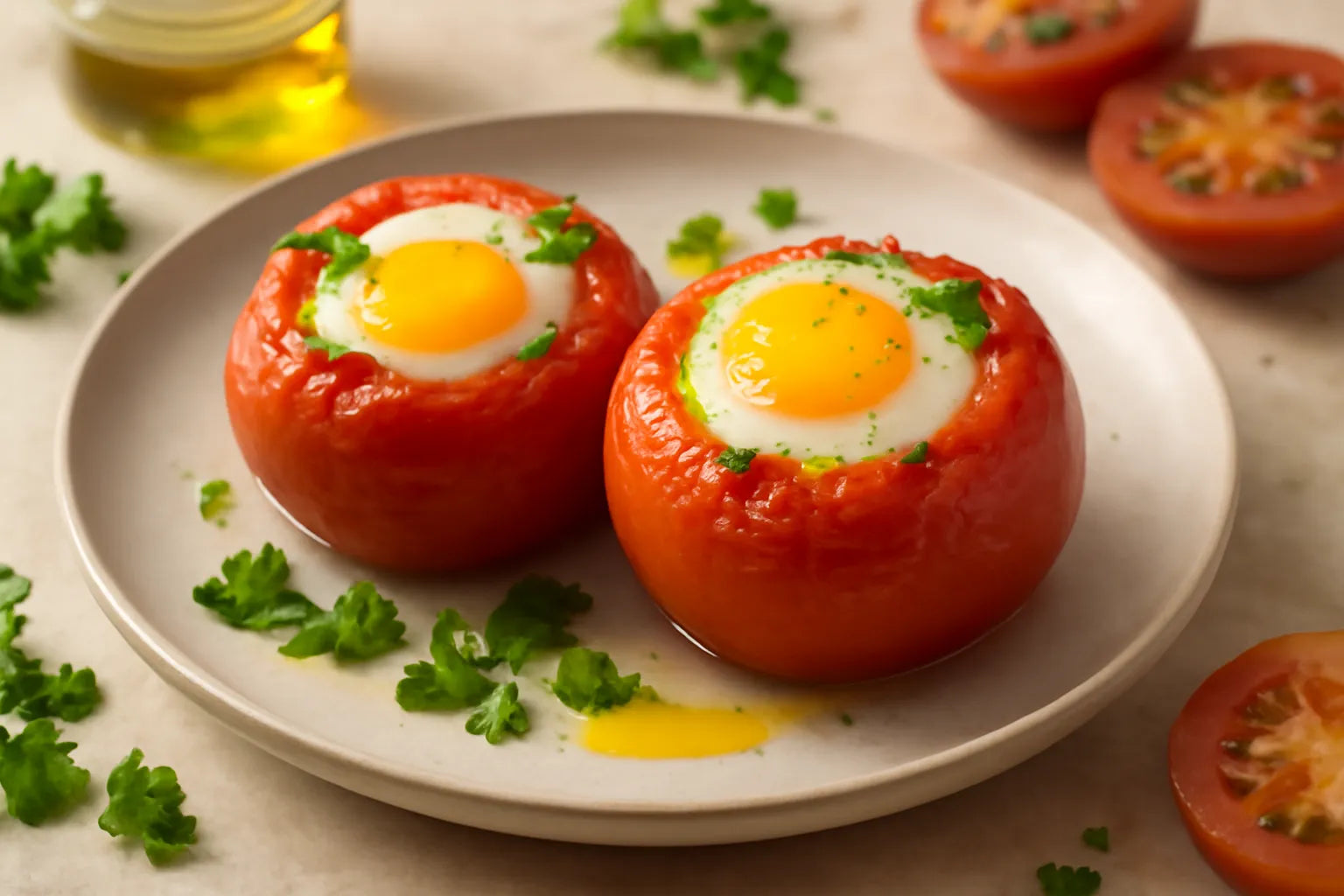 Spaanse gebakken tomaten met ei