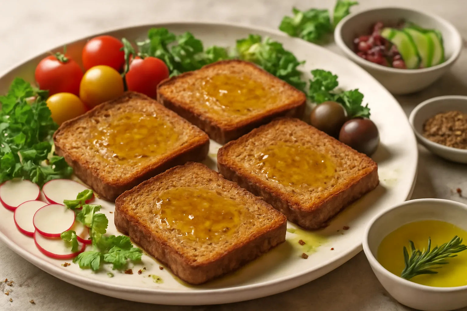 Spaans ontbijttoast met olijfolie