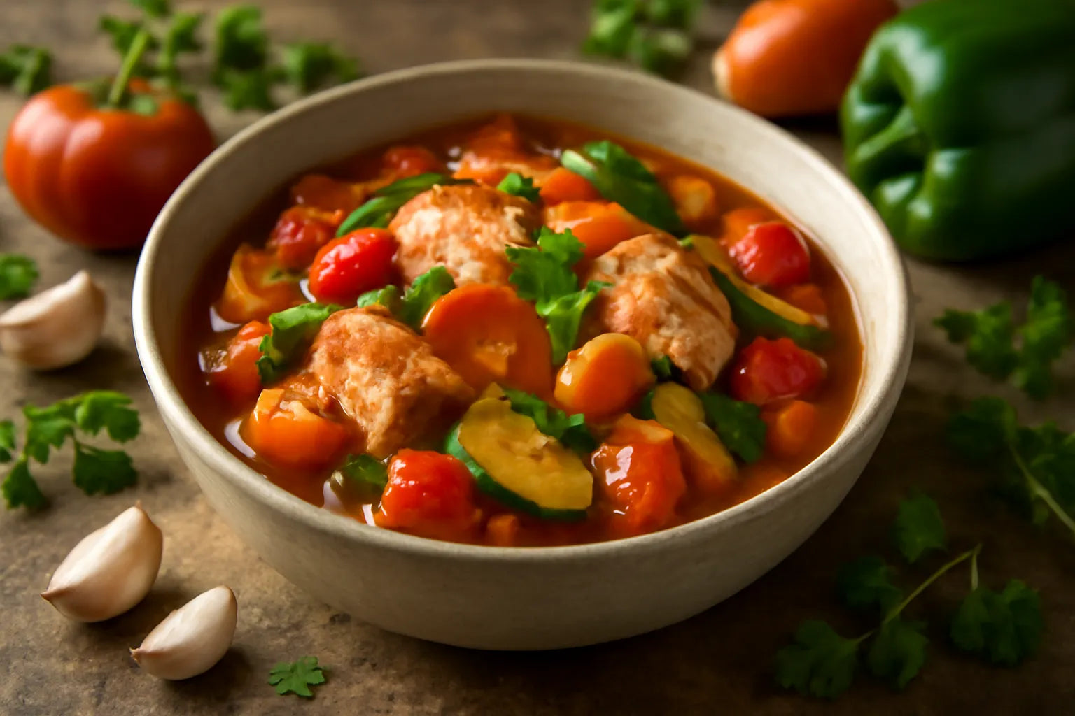 Spanish chicken stew with vegetables