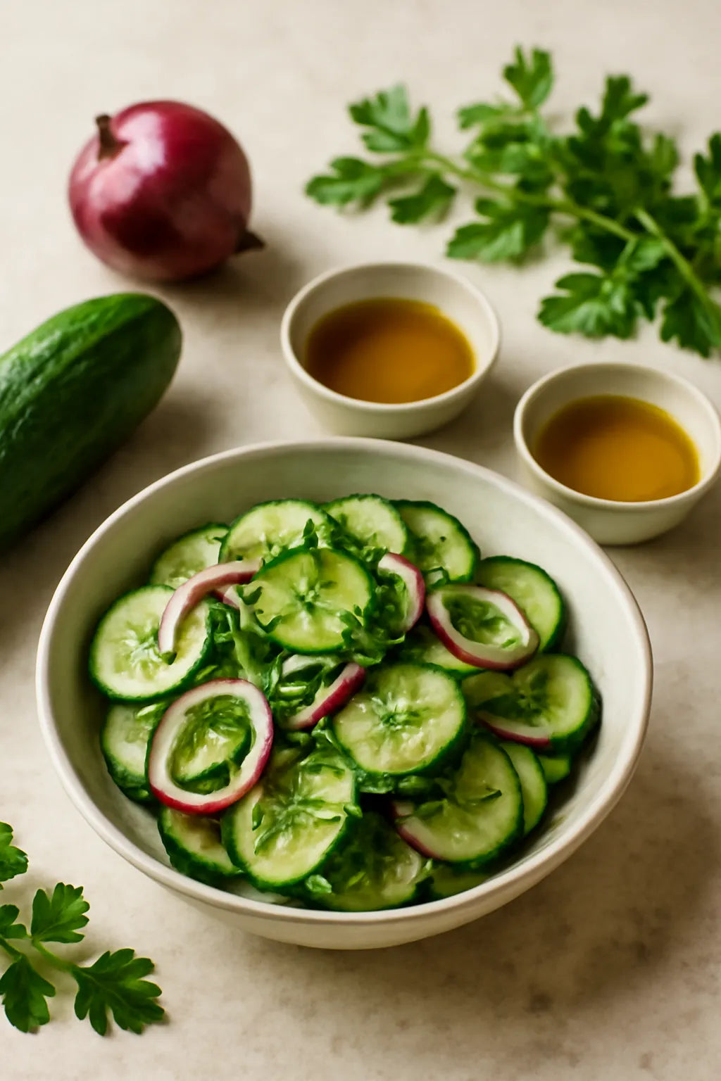 Spanish cucumber salad with vinegar