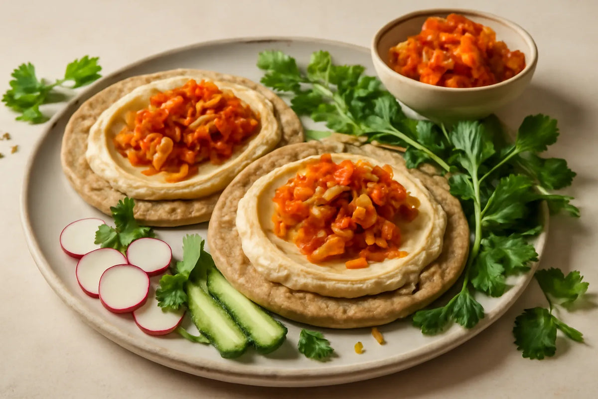 Spelt Flatbread with Hummus and Kimchi