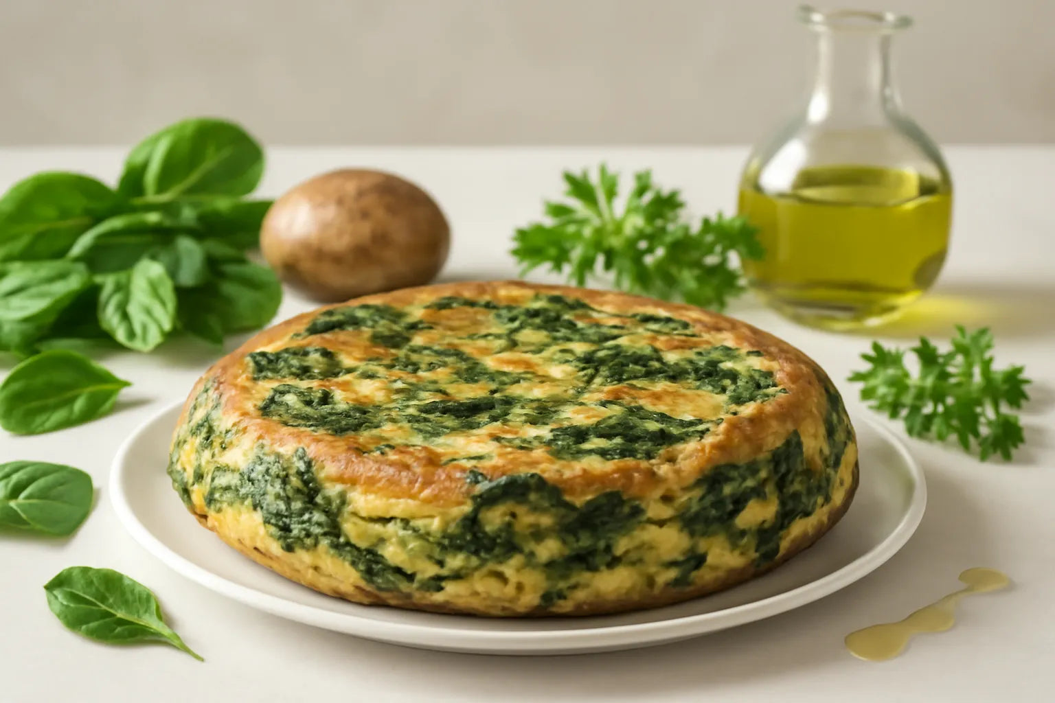 Spinazie en aardappeltortilla