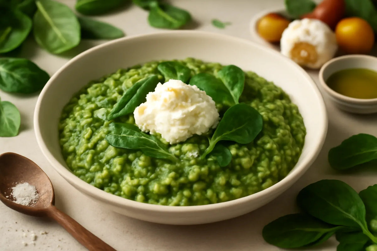 Spinach risotto with ricotta