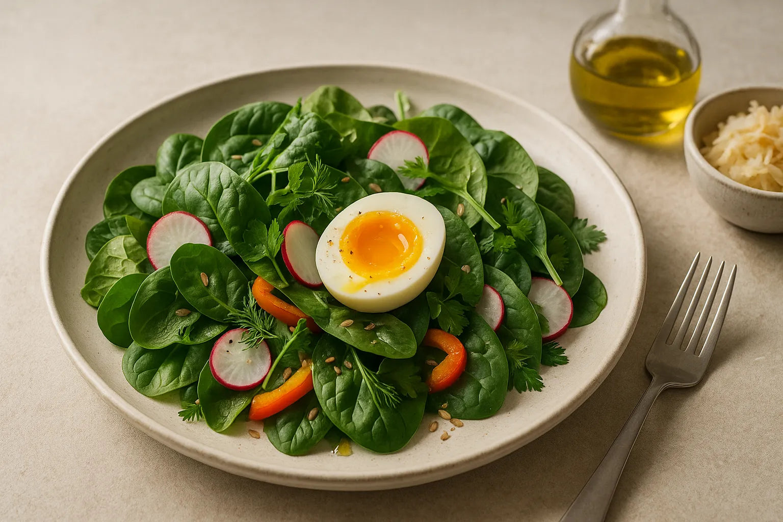 Spinach salad with egg