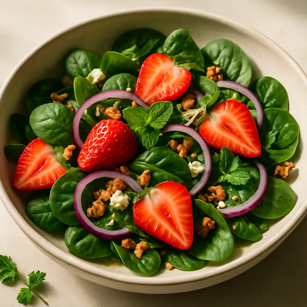 Spinach salad with strawberries