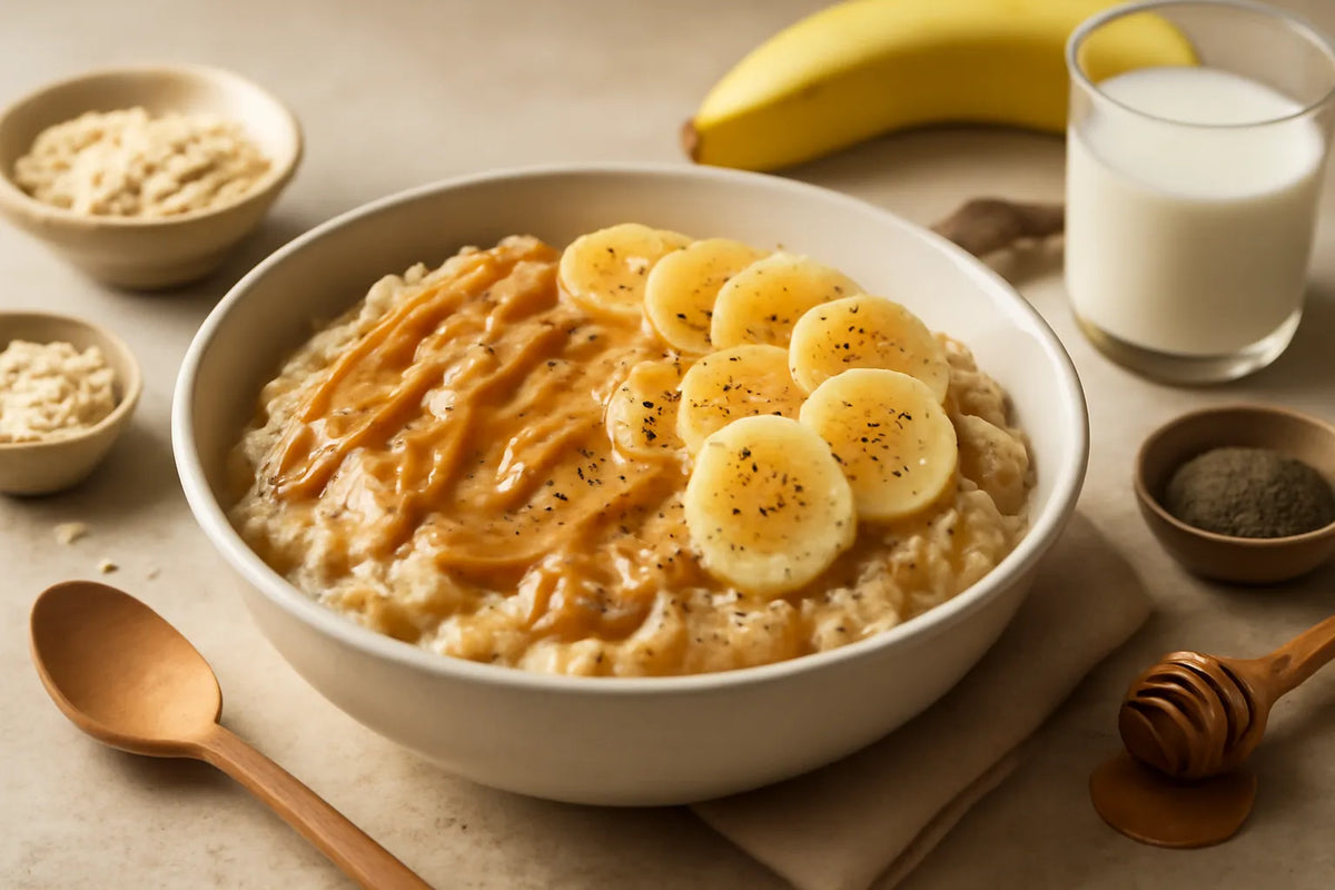 Haferflocken-Erdnussbutter-Salat zur Regeneration nach dem Sport