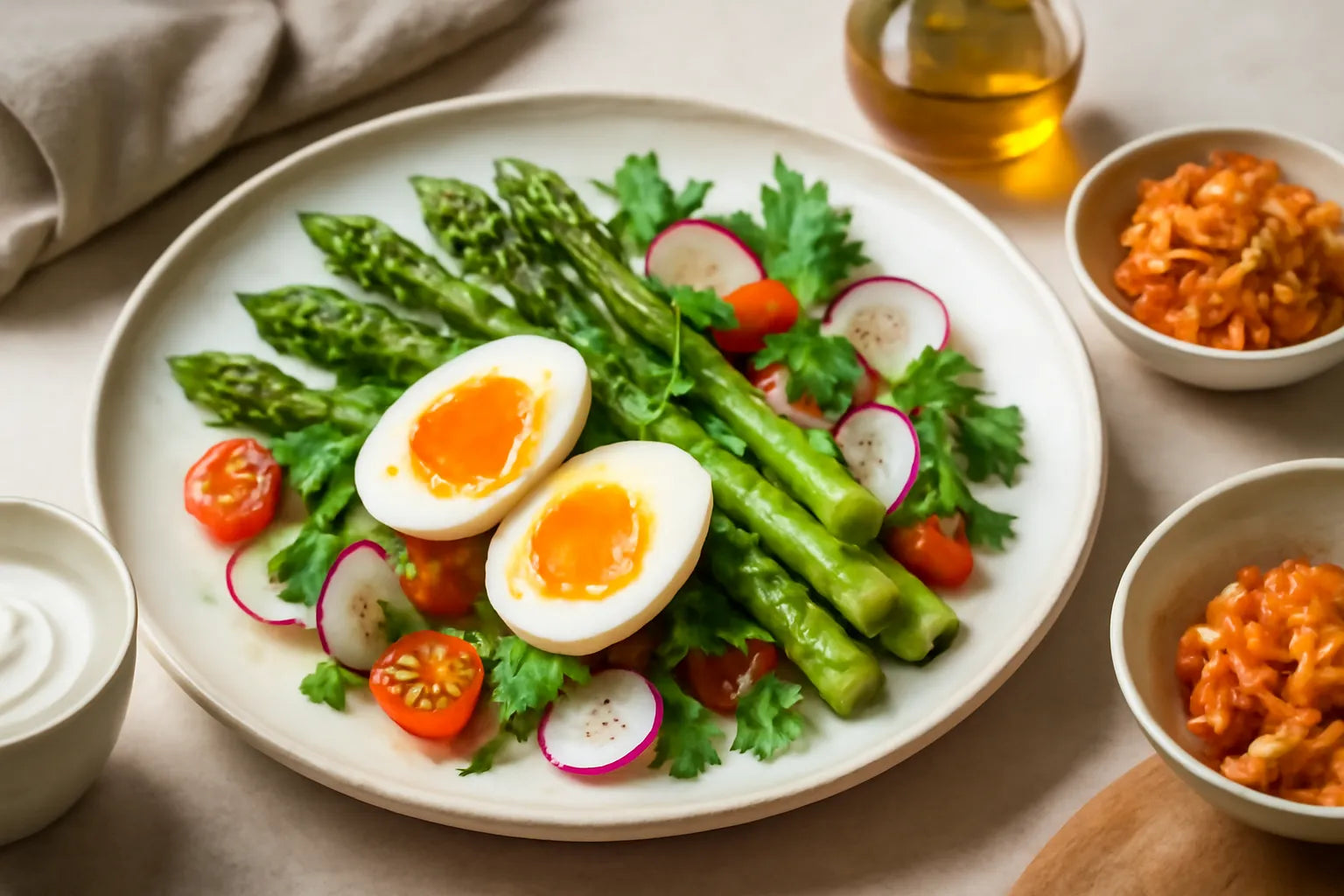 Spring asparagus salad with egg