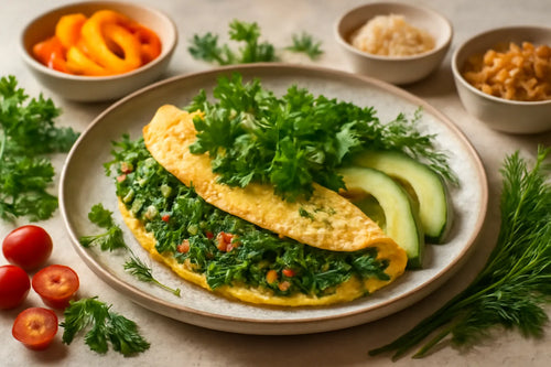 Spring omelet with fresh herbs