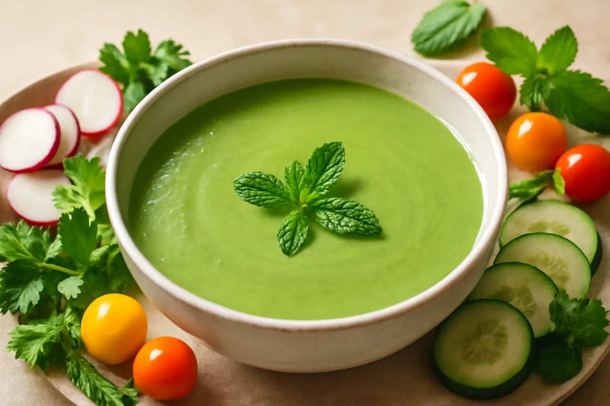 Spring spinach soup with mint