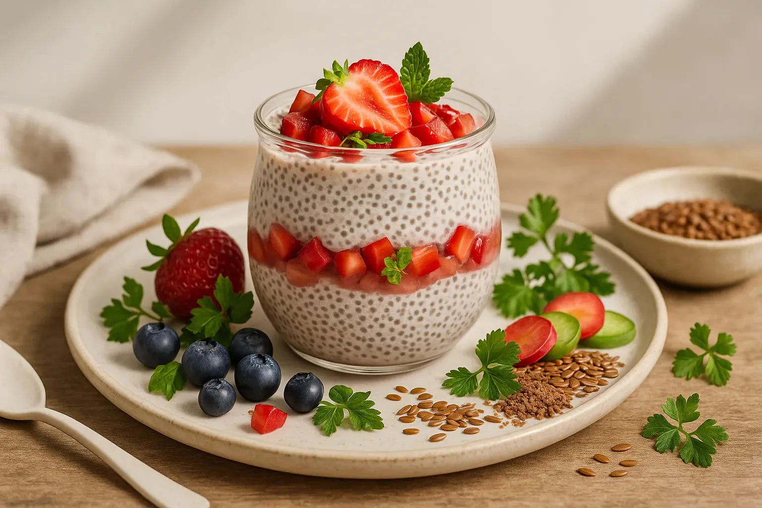 Erdbeer-Rhabarber-Chia-Pudding
