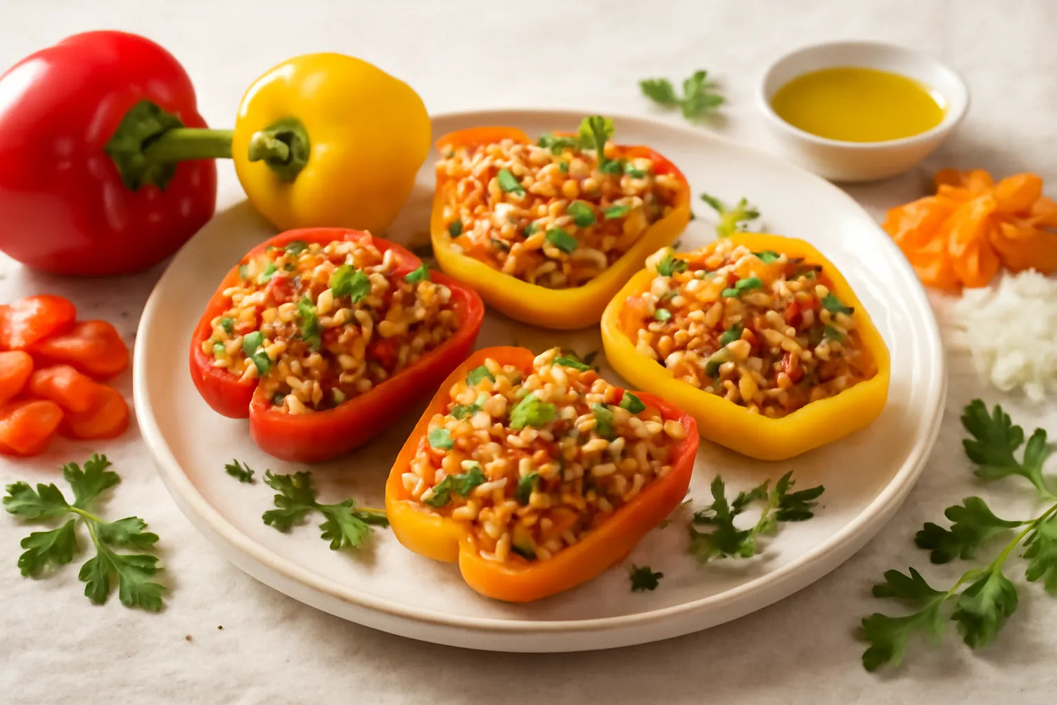 Stuffed peppers with brown rice