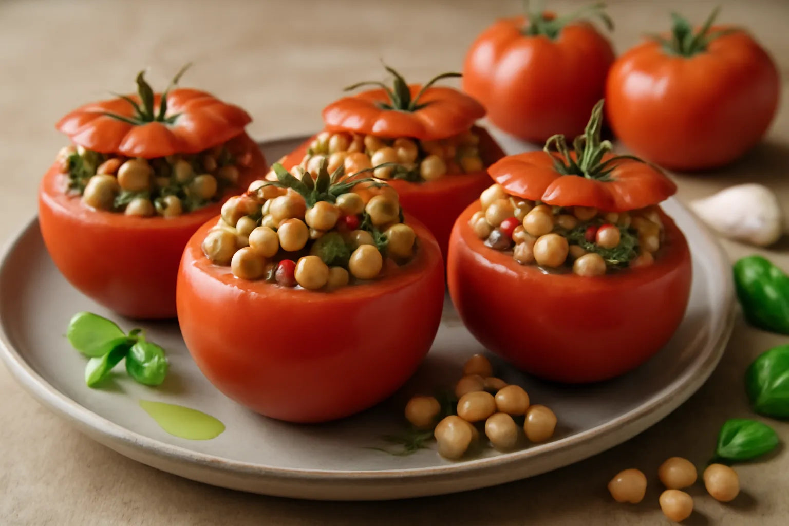 Gevulde tomaten met kikkererwten