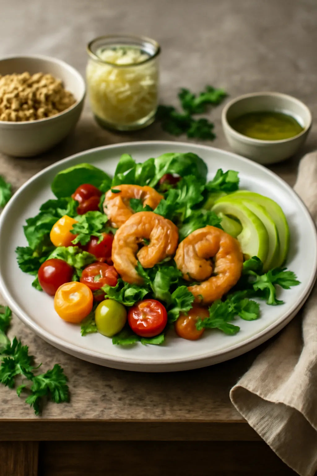Summer tomato salad with shrimp
