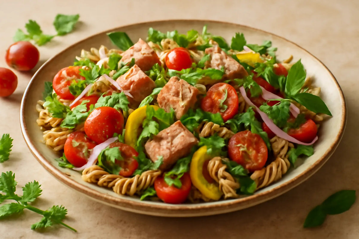Summer whole-grain pasta salad with tuna