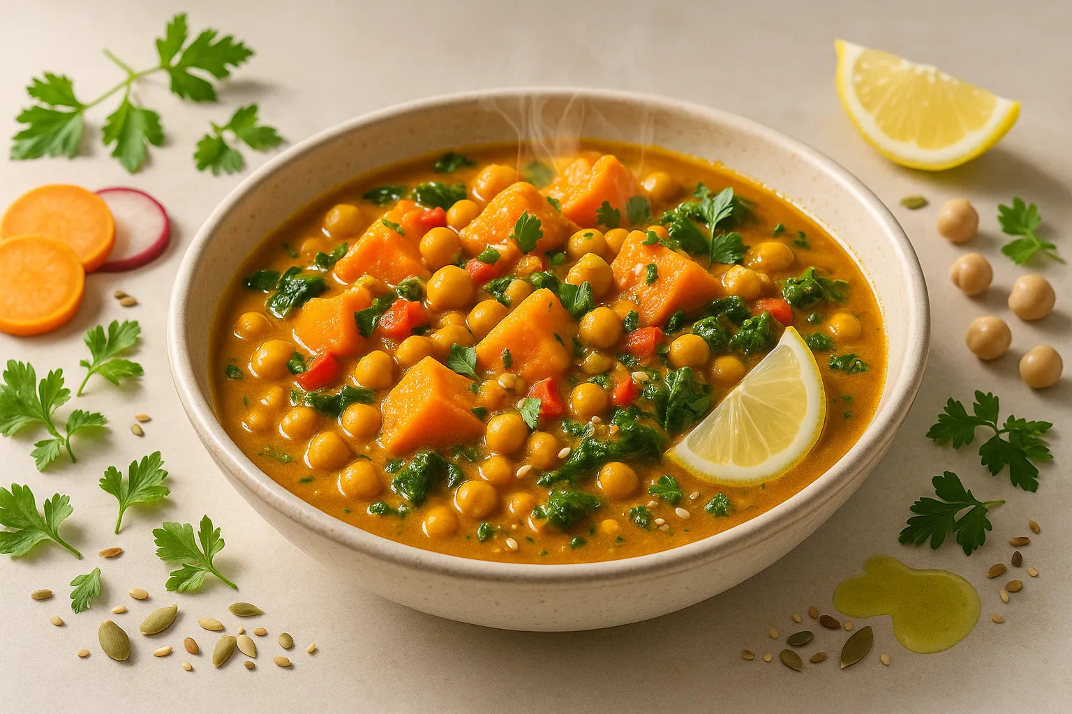 Curry de garbanzos y boniato